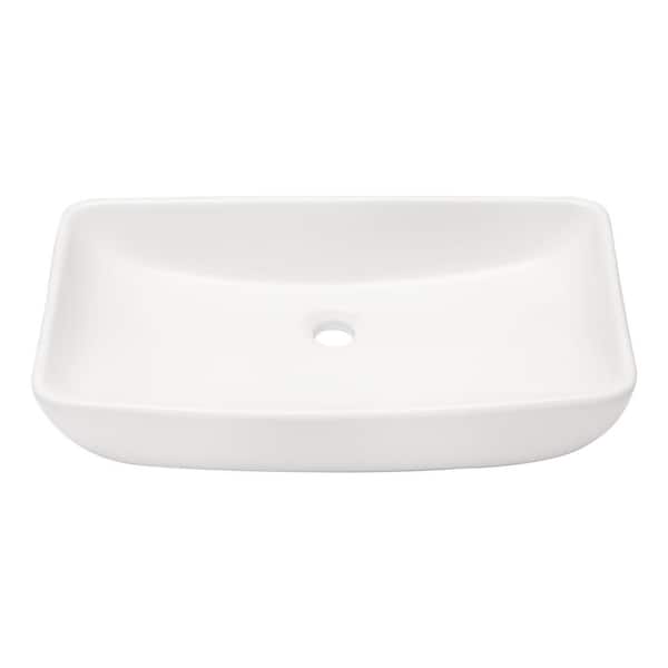 Sarlai White Porcelain Ceramic Rectangular Modern Above Counter Bathroom Vessel Vanity Sink Art Basin