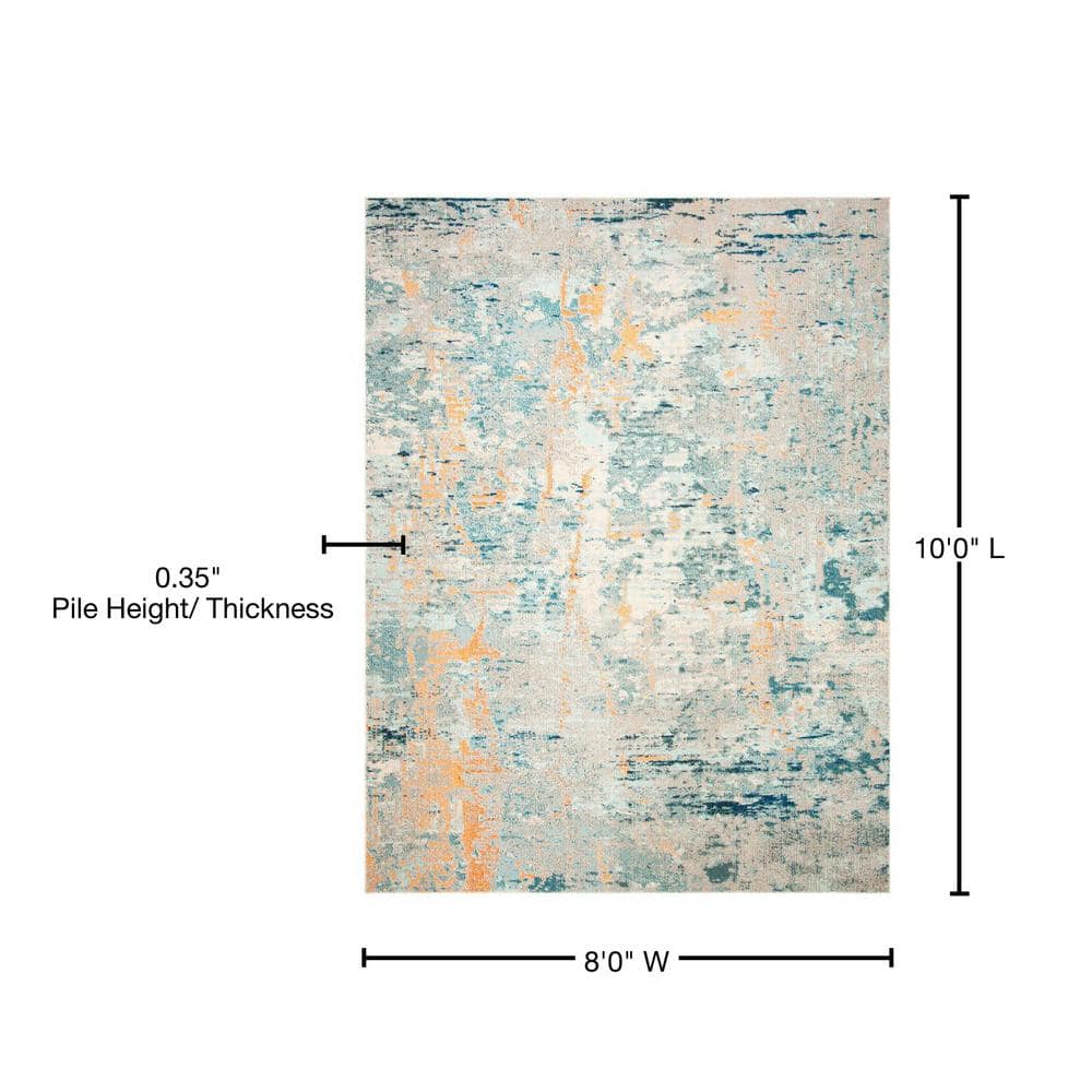 Elegance Reimagined Light Blue & Beige 8' x 10' Synthetic Area Rug