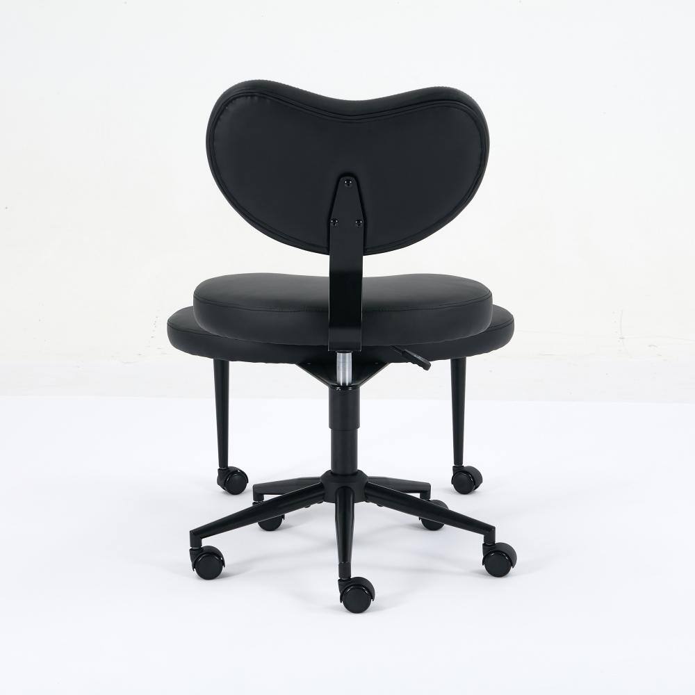 Rear view of the black PU leather gaming chair.