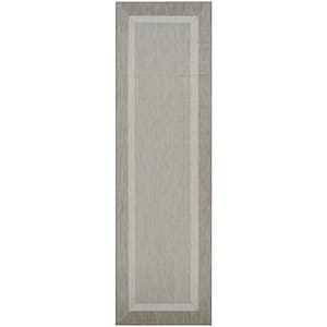 Recife Stria Texture Champagne-Taupe 2 ft. x 8 ft. Indoor/Outdoor Runner Rug