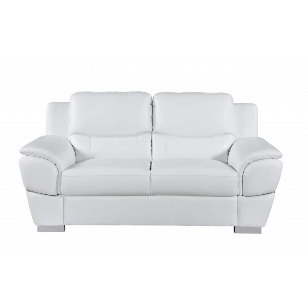 Charlie 69 in. White Solid Leather 2-Seater Standard Loveseat price history on PriceWatchPro