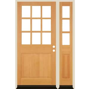 50 in. x 80 in. Farmhouse LH 1/2 Lite Clear Glass Natural Stain Douglas Fir Prehung Front Door with RSL