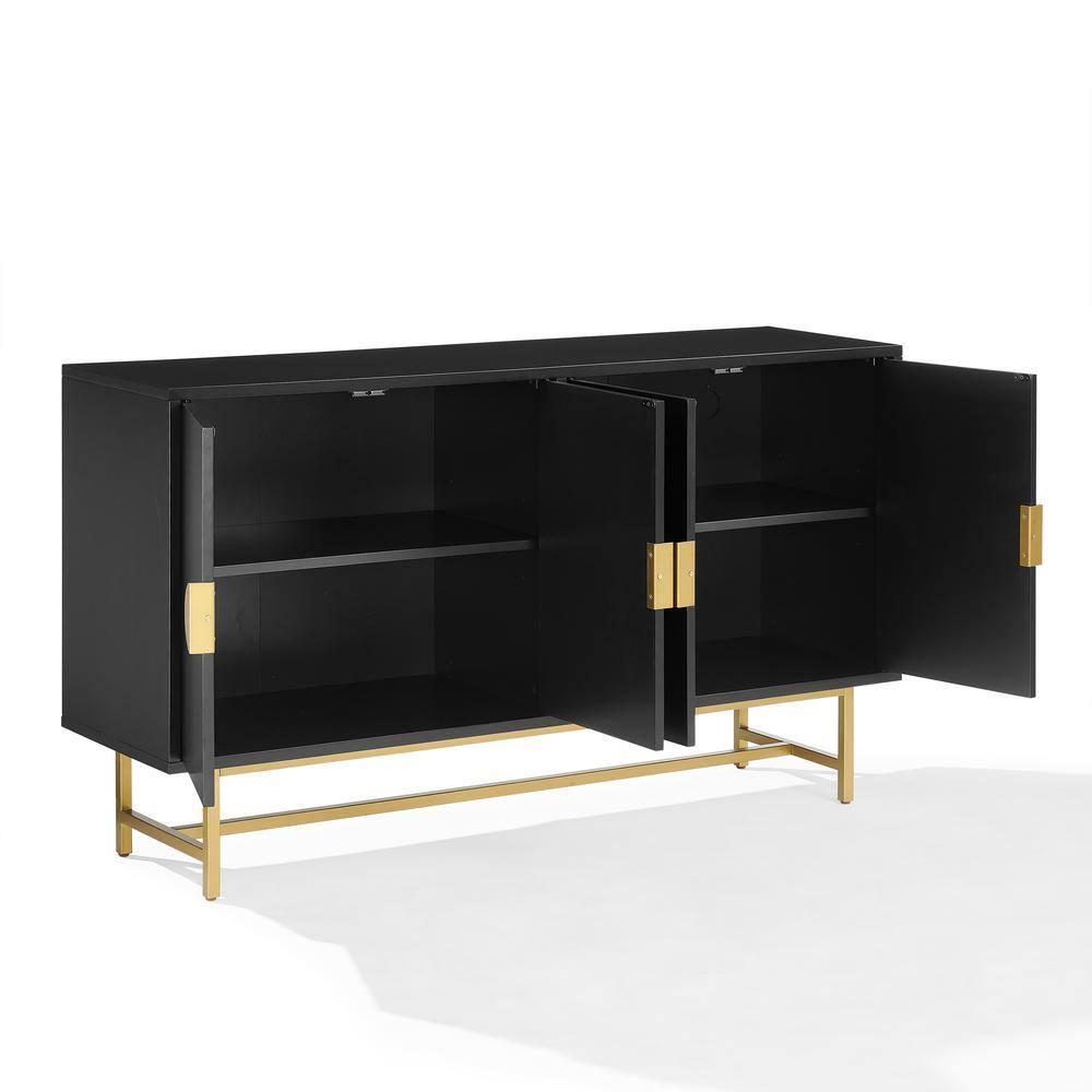 Blair 54" Matte Black and Gold Mid-Century Modern Sideboard