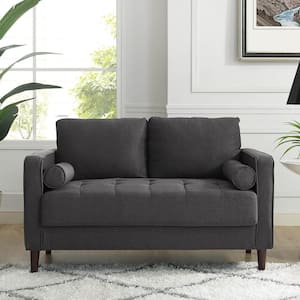 Lillith 52.4 in. Heather Grey Tufted Polyester 2-Seater Loveseat with Square Arms