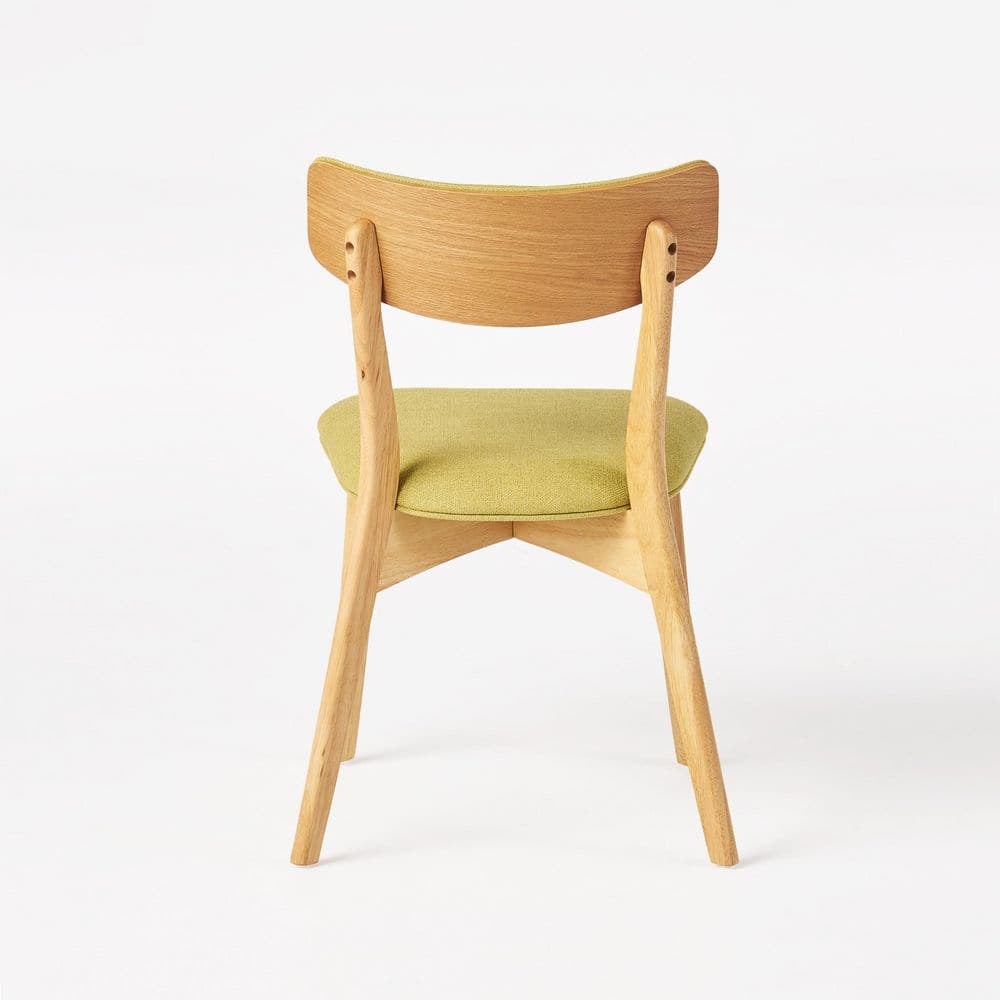 Green Tea Upholstered Mid-Century Modern Side Chairs with Oak Frame, Set of 2