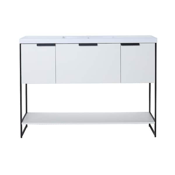 Unbranded 47.2 in. W x 18.1 in. D x 34.3 in. H Bath Vanity Cabinet in White with Top