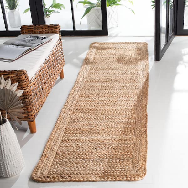 Natural Fiber 2 ft. x 10 ft. Natural Solid Color Runner Rug