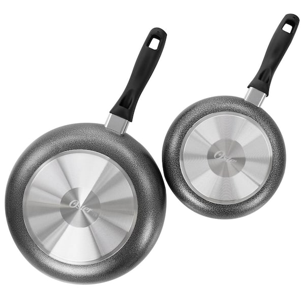 Oster Non Stick 2 Piece Aluminum Frying Pans in Grey