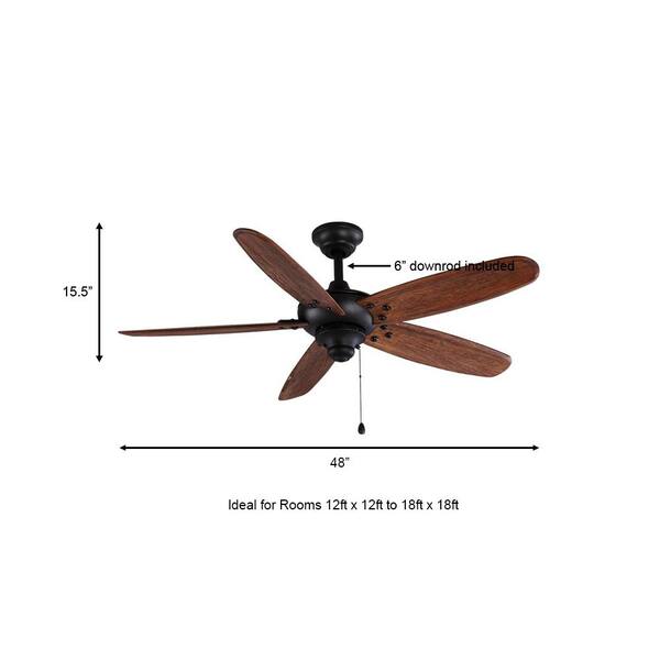 Indoor Outdoor Matte Black Ceiling Fan, Black Ceiling Fan No Light Home Depot