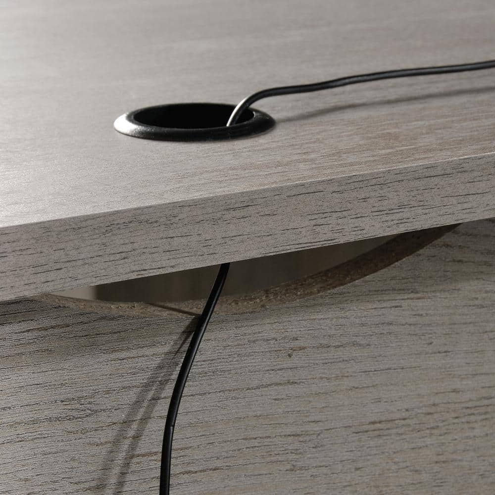 Mystic Oak L-Shaped Writing Desk with Drawer and Filing Cabinet