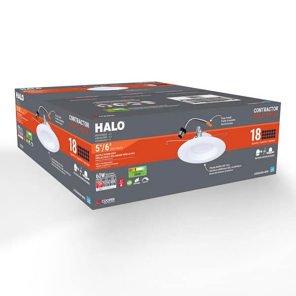 18-pack LTE 5/6 in. Integrated LED Recessed Trim, 600lm, 90 CRI, 3000K, Housing Required New Construction or Remodel