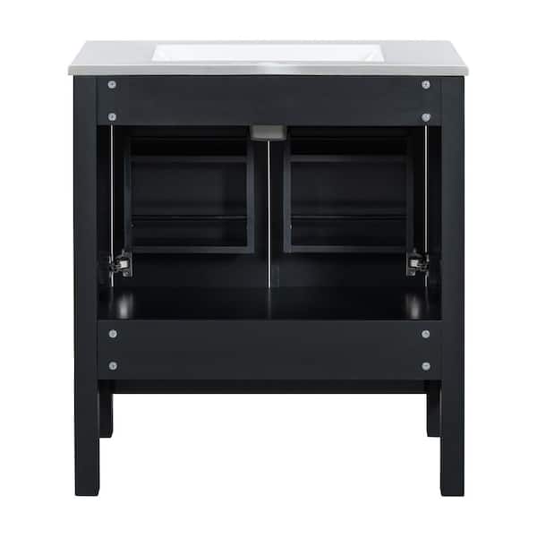 FAMYYT 30 in. W Freestanding Single Sink Solid Wood Frame