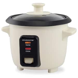 Cream 4 Cups Rice Cooker with Non-Stick Aluminum Pot Automatic Keep Warm Measuring Cup Spatula Oatmean Quinoa Soups