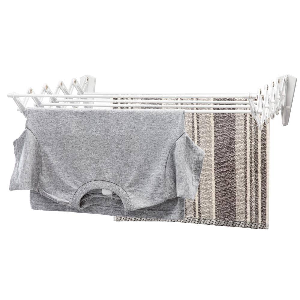 White Collapsible Wall-Mount Metal Drying Rack, 24 Inches