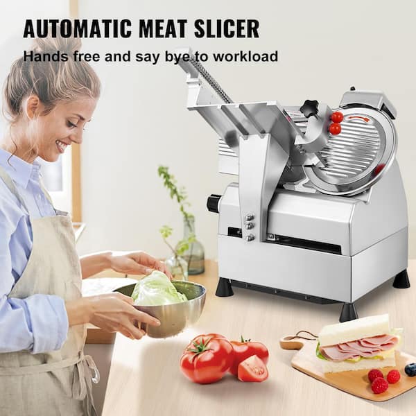 VEVOR Electric Food Slicer Deli Meat Slicer 10'' Stainless Steel Blade Home Tool