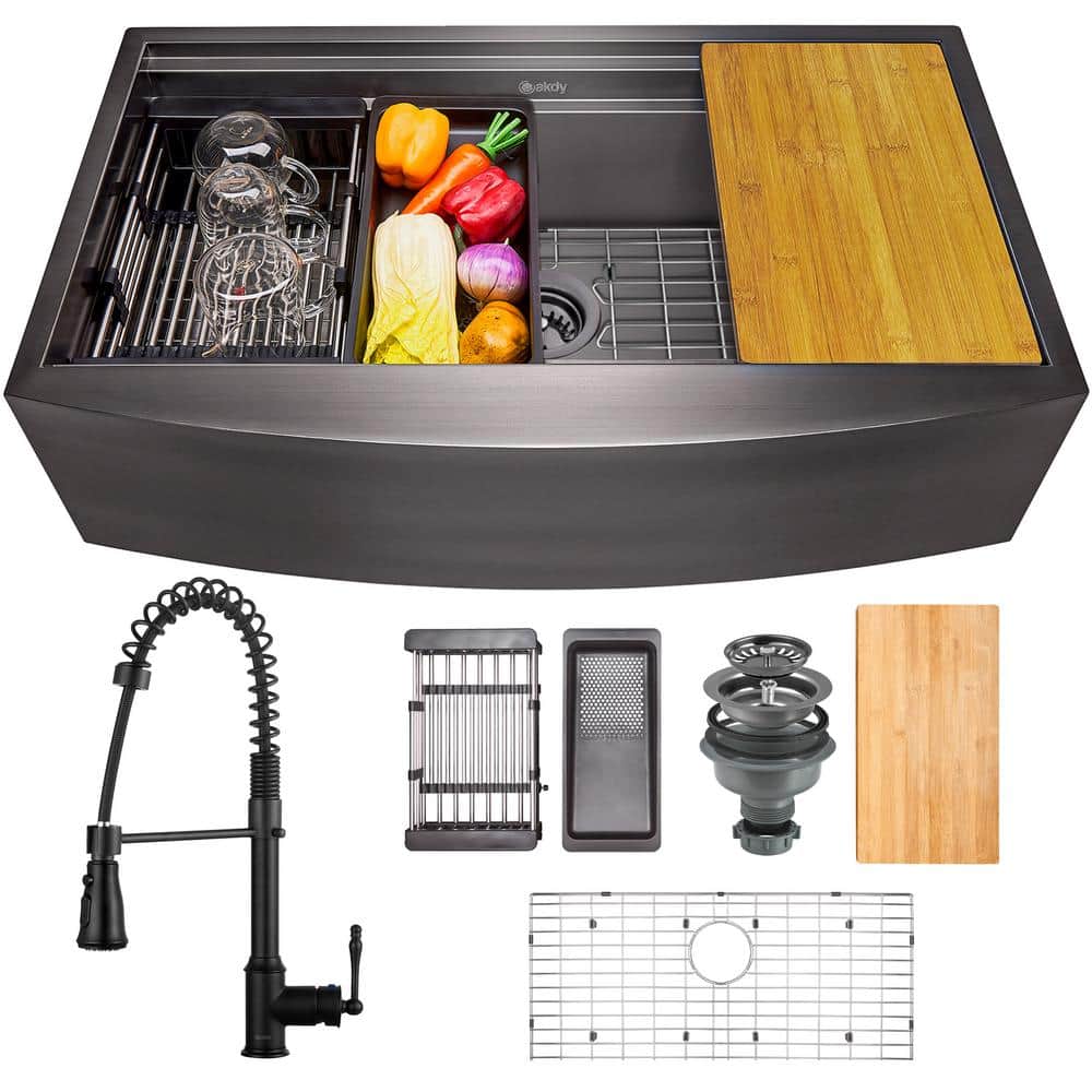 AKDY Handmade Drop-in Stainless Steel 33 in. x 22 in. Single Bowl Kitchen  Sink with Drying Rack KS0101 - The Home Depot