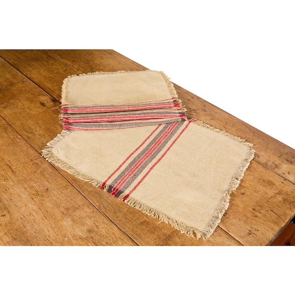 Xia Home Fashions 14 in. x 20 in. Natural Linen Stripe Placemats (Set of 4)