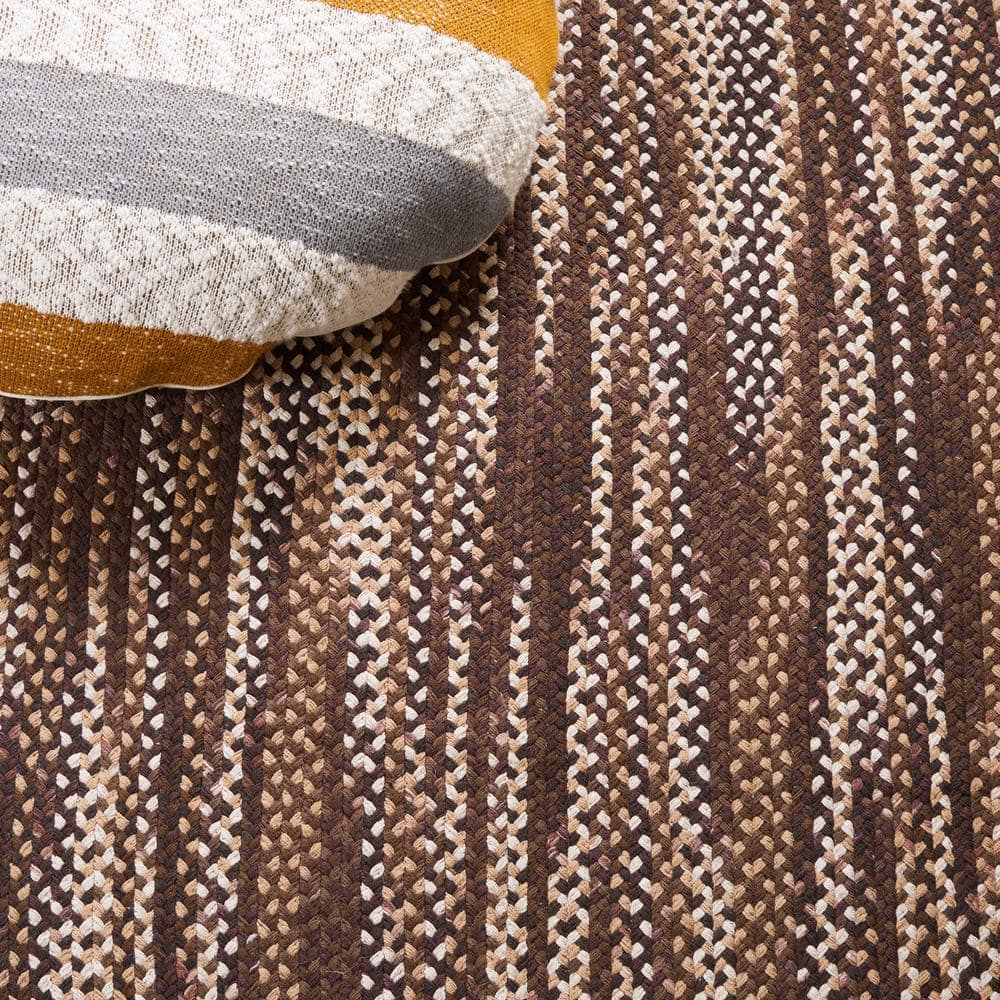 Handwoven Brown and Ivory Cotton Oval Rug 6' x 9'