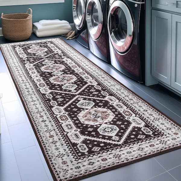 Kings Court Kama Tribal Medallion Washable, Black 2 ft. 7 in. x 9 ft. 10 in. Runner, Area Rug