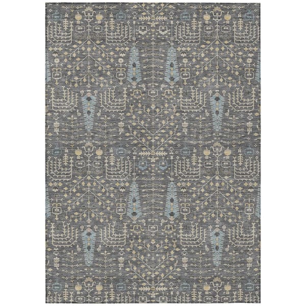 Chantille Machine Washable Indoor/Outdoor Abstract ACN3118 Gray 5 ft. x 7 ft. 6 in. Area Rug