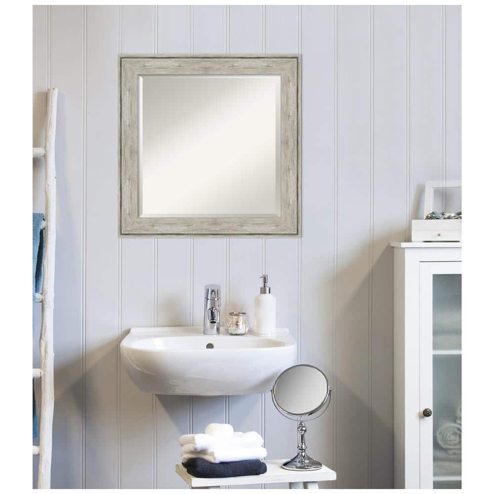 Crackled Silver Rectangular Bathroom Vanity Wall Mirror