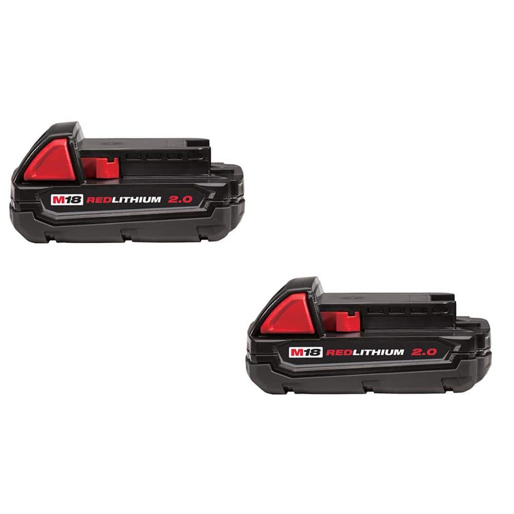Milwaukee M18 18-Volt Lithium-Ion Compact Battery Pack 2.0Ah (2-Pack) -  48-11-1820X2