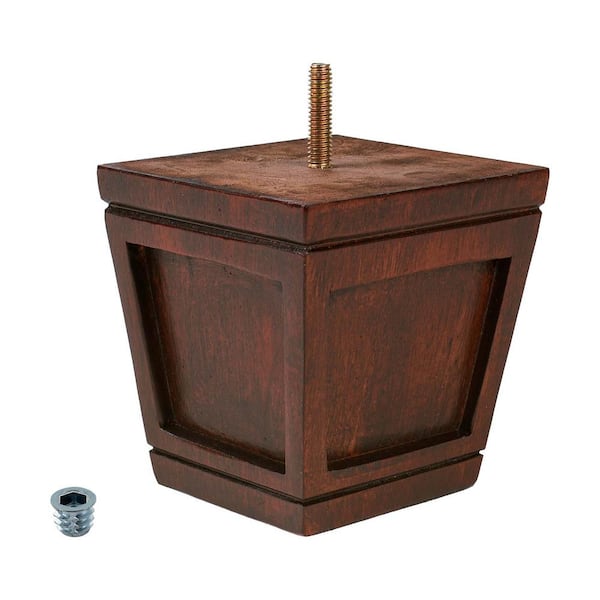 American Pro Decor 4 in. x 4 in. Stained Cherry Solid Hardwood Square Bun Foot