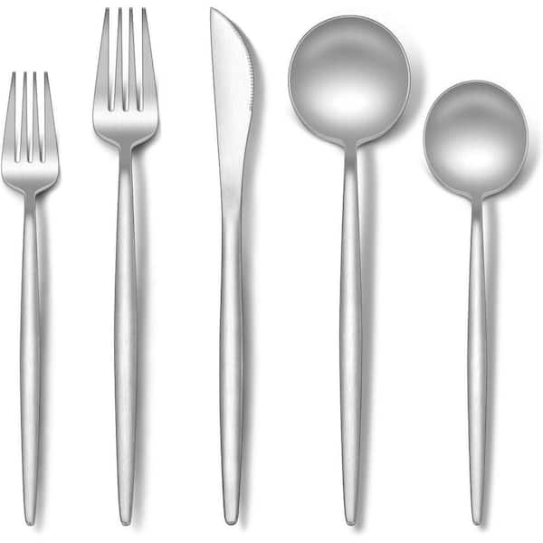 40-Piece Matte Silver Stainless Steel Satin Finish Cutlery Set(Service for 8)