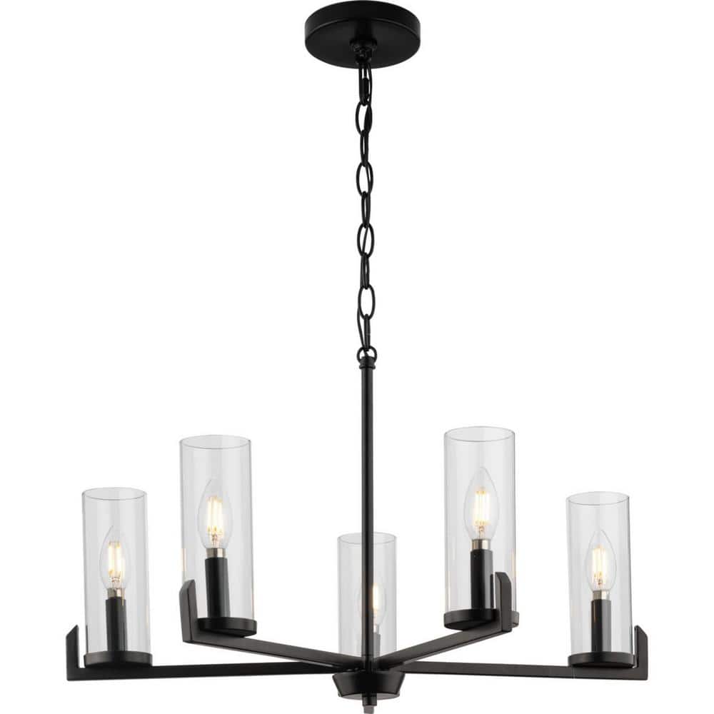 Pellum Collection 25 in. 5-Light Matte Black Modern Traditional Chandelier for Dining Room price history on PriceWatchPro
