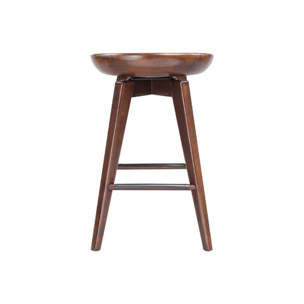 Simplistic 26" Adjustable Brown Wood Swivel Saddle Stool