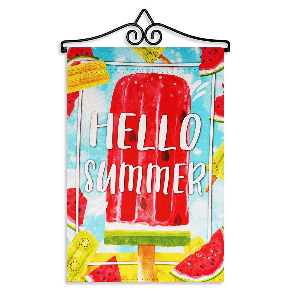 1 ft. x 1.5 ft. Polyester Hello Summer Watermelon Popsicle 2-Sided Garden Flag with 1.2 ft. Black Iron Hanger price history on PriceWatchPro