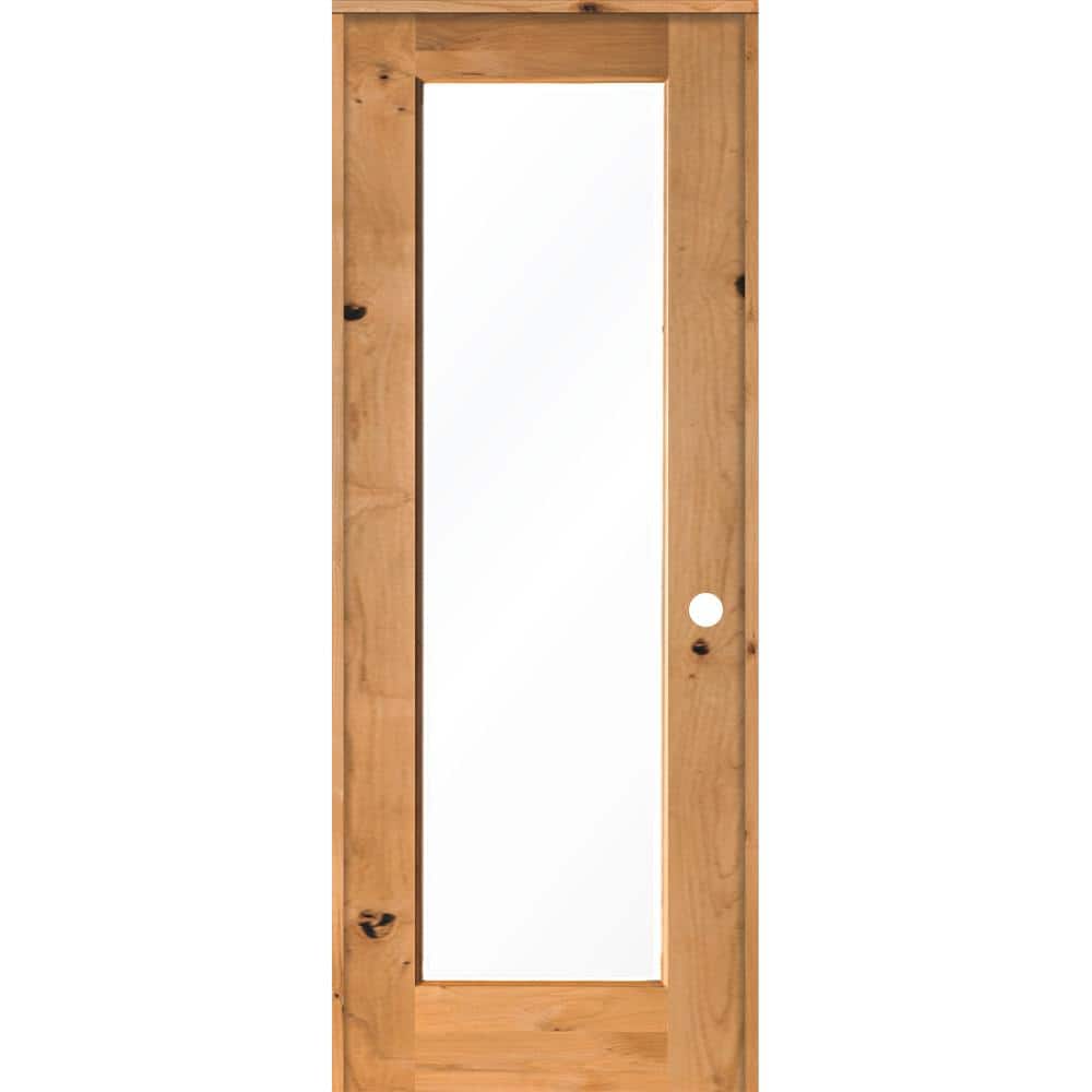 32 in. x 96 in. Rustic Knotty Alder Left-Hand Full-Lite Clear Glass Clear Stain Solid Wood Single Prehung Interior Door price history on PriceWatchPro