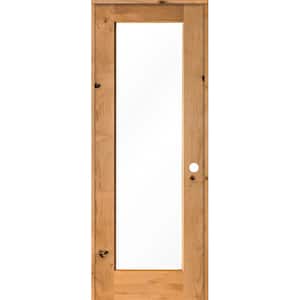 32 in. x 96 in. Rustic Knotty Alder Left-Hand Full-Lite Clear Glass Clear Stain Solid Wood Single Prehung Interior Door