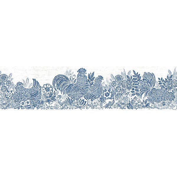 Chesapeake Parton Blue Chicken Blue Wallpaper Border 311913551B  The Home  Depot