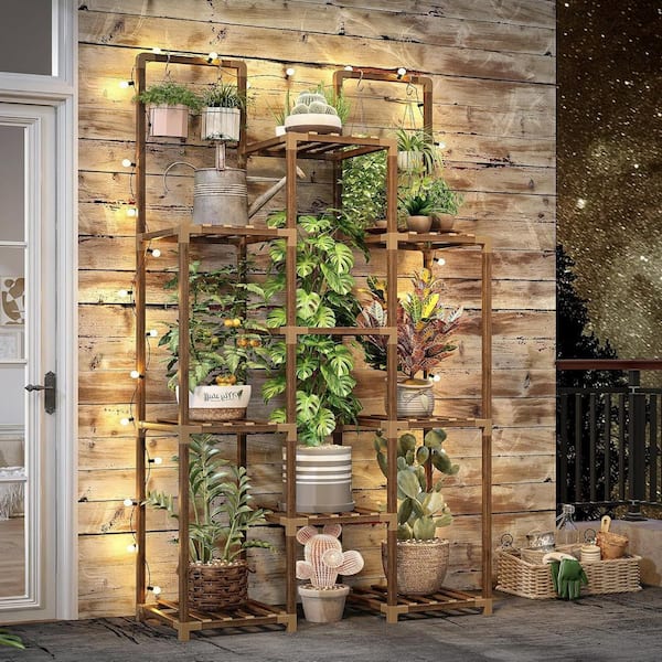 34.2''W*11.8''D*47.4''H Double Rod Plant Stand Indoor Plant Shelf