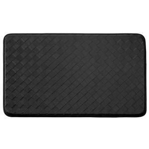 Diamond Weave Faux-Leather Faux-Leather Black 18 in. x 30 in. Comfort Kitchen Mat