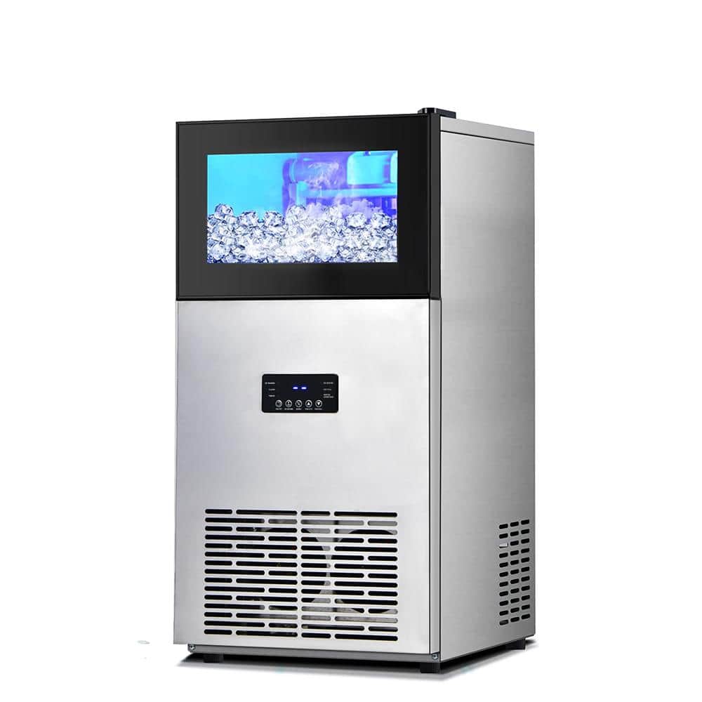 Costway 15 in. 180 lbs./24-Hours Freestanding Commercial Ice Maker Machine Ice Machine with 5 lbs. Storage Bin in Silver