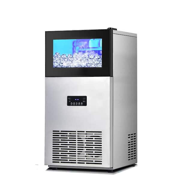 Costway 15 in. 180 lbs./24-Hours Freestanding Commercial Ice Maker Machine Ice Machine with 5 lbs. Storage Bin in Silver