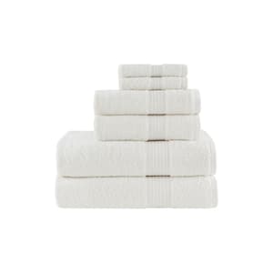 Organic 6-Piece White Cotton Bath Towel Set