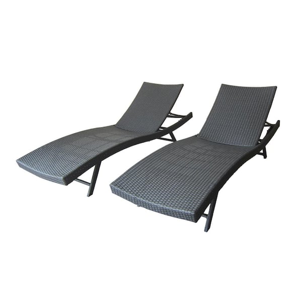 Unbranded Modern Grey Rattan Wicker Outdoor Chaise Lounge