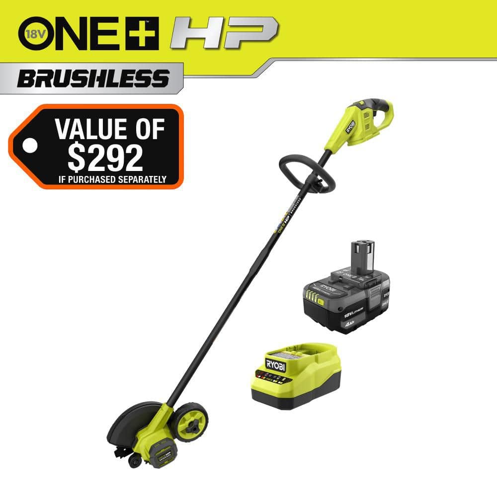 RYOBI ONE+ HP 18V Brushless Lawn Edger Tool With 4.0 Ah Battery