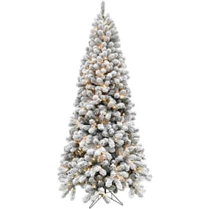 10 ft. Pre-Lit Flocked Akaskan Pine Artificial Christmas Tree with Smart String Lighting