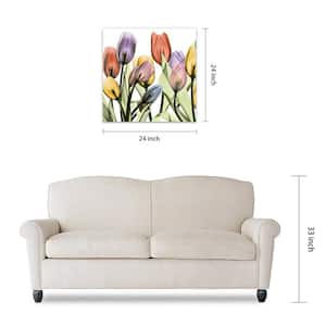 "Tulip Scape X-Ray I" Frameless Free Floating Tempered Glass Panel Graphic Wall Art