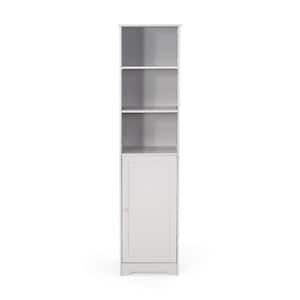 15 in. W x 15.75 in. D x 63 in. H Light Gray Linen Cabinet with Door and 3-Open Shelves for Bathroom