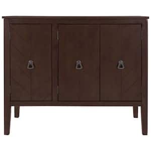 U-Style 37.00 in. W x 15.70 in. D x 31.50 in. H Brown Linen Cabinet with Adjustable Shelf