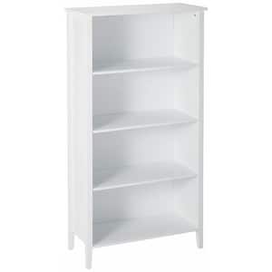 SignatureHome White Finish Wood Material 4 Number of Shelves 4 Tier Bookcase Dimensions: 28 in. W x 12 in. L x 52 in. H