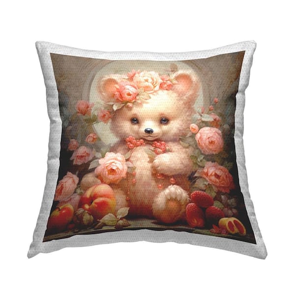 Stupell Industries Elegant Bear with Florals Outdoor Printed Throw Pillow by RB