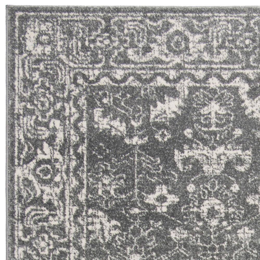 Grey and Ivory High Pile Synthetic Rectangular Rug 4' x 6'