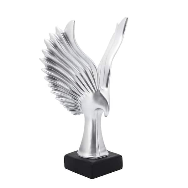 Liv & Skye Silver 9 in. x 14 in. Resin Eagle Table Sculpture
