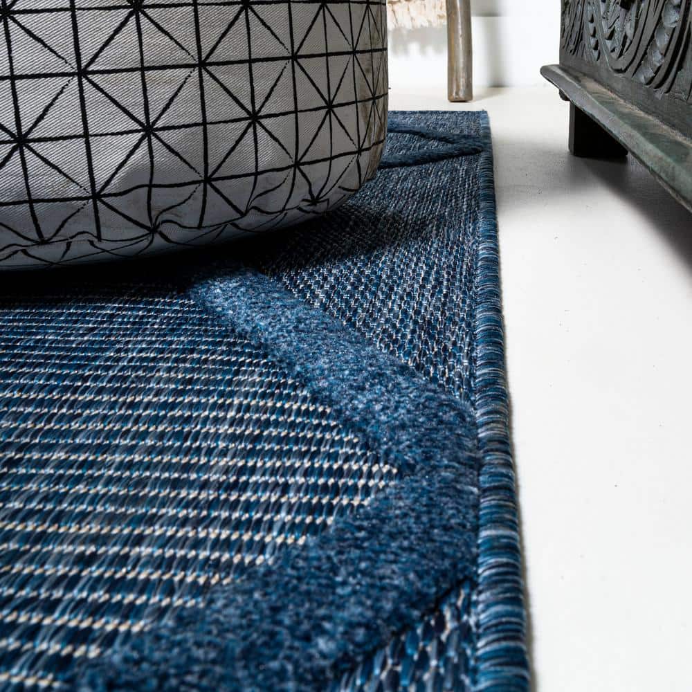 Navy Mediterranean Trellis 63'' Handmade Synthetic Area Rug